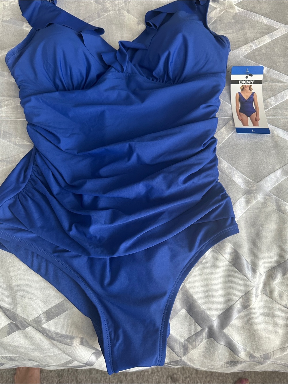 Dkny Royal Blue One-Piece Swimsuit with Ruching